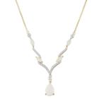 14k Gold Over Silver Lab-created White Opal & White Sapphire Necklace, Women's, Size: 17