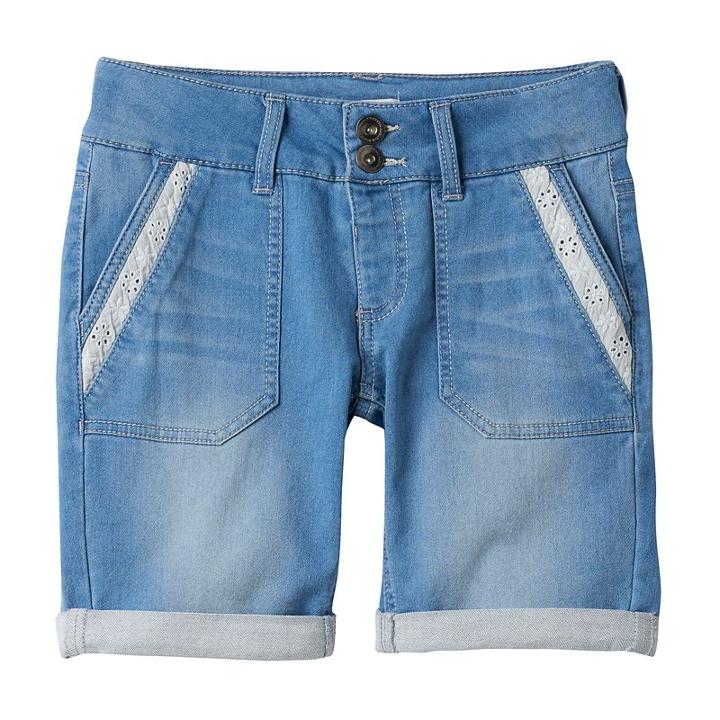 Girls 7-16 So&reg; Lace Trim Bermuda Jean Shorts, Girl's, Size: 10, Turquoise/blue (turq/aqua)