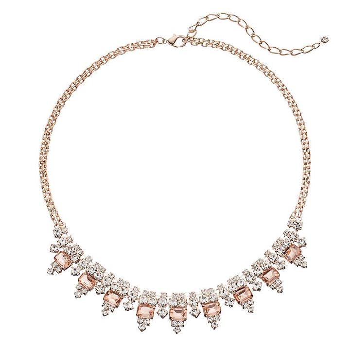 Pink Simulated Crystal Double Strand Necklace, Women's