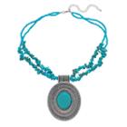 Simulated Turquoise Double Strand Oval Pendant Necklace, Women's, Turq/aqua