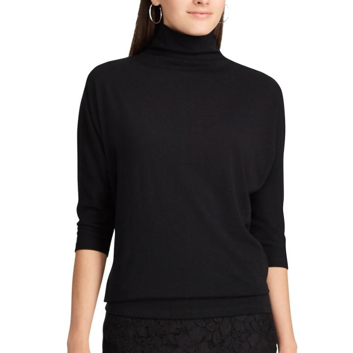 Women's Chaps Jersey Turtleneck, Size: Small, Black