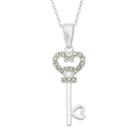 Crystal Sterling Silver Heart Key Pendant Necklace, Women's, Size: 18, White