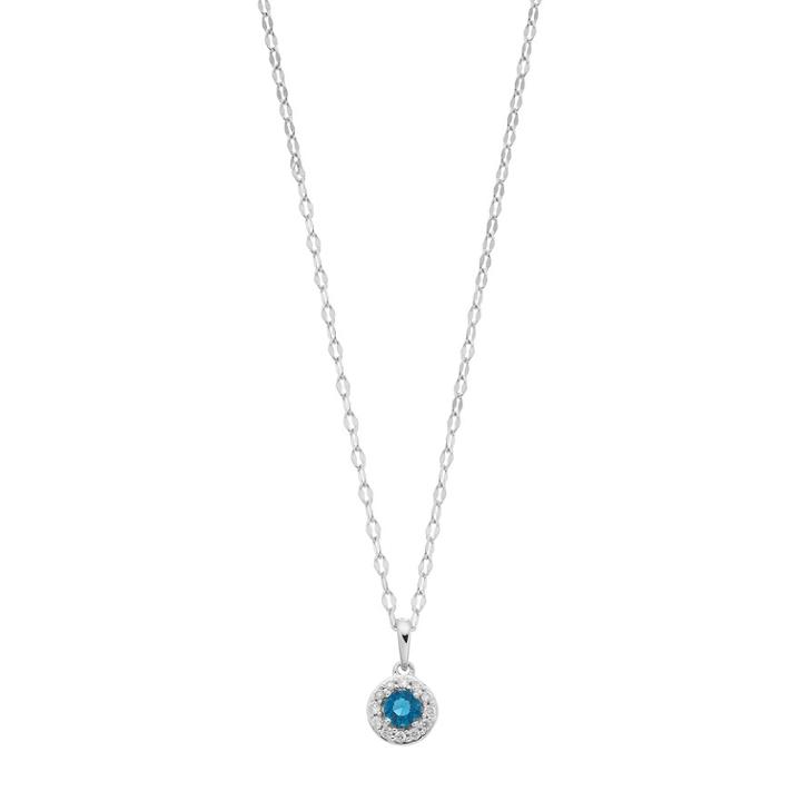 Lc Lauren Conrad 10k White Gold Blue Topaz & Diamond Accent Halo Pendant Necklace, Women's, Size: 18