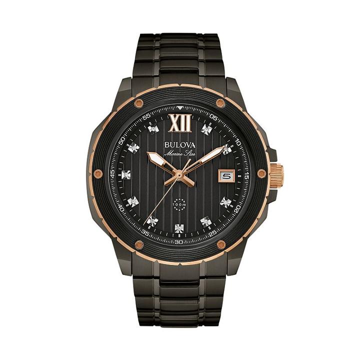 Bulova Men's Marine Star Diamond Stainless Steel Watch - 98d127, Grey