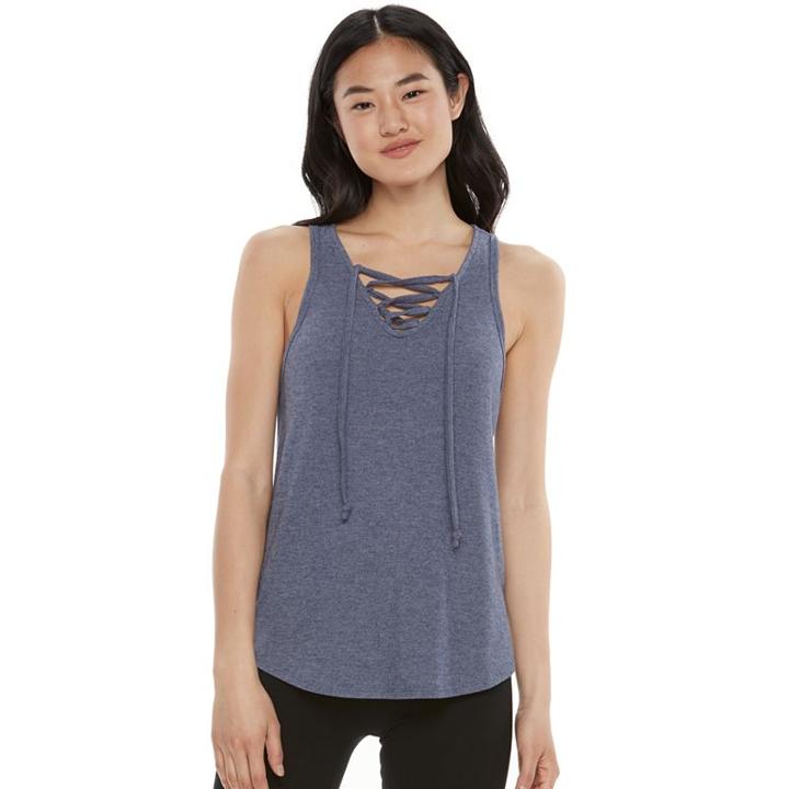 Juniors' So&reg; High Low Lace-up Tank, Girl's, Size: Small, Drk Purple
