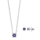 Dana Buchman Solitaire Necklace & Stud Earring Set, Women's, Purple