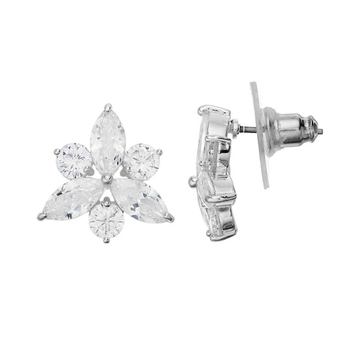Dana Buchman Cubic Zirconia Cluster Stud Earrings, Women's, Silver