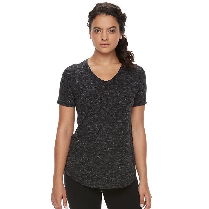 Women's Tek Gear&reg; Easy Nep V-neck Yoga Tee, Size: Xxl, Black