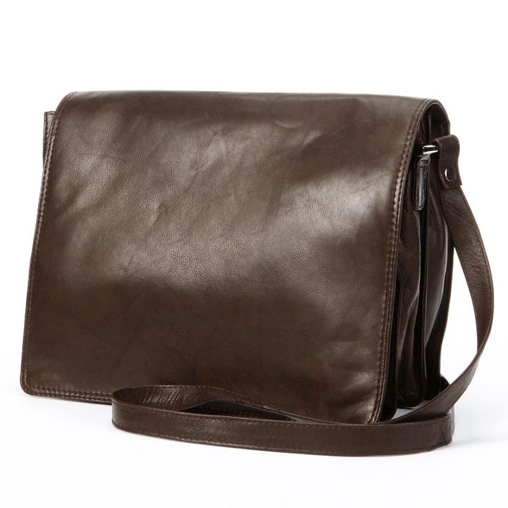 R & R Leather Organizer Flap Leather Crossbody Bag, Women's, Brown