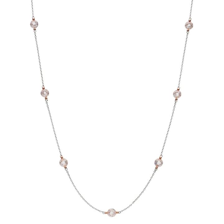 Sterling Silver Cubic Zirconia Mesh Bead Station Necklace, Women's, White