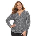 Plus Size Dana Buchman Splitneck Crepe Top, Women's, Size: 2xl, Grey
