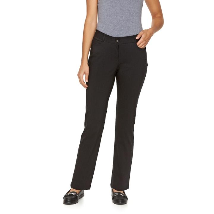 Petite Dana Buchman Millennium Slim Straight-leg Dress Pants, Women's, Size: 8p - Short, Black