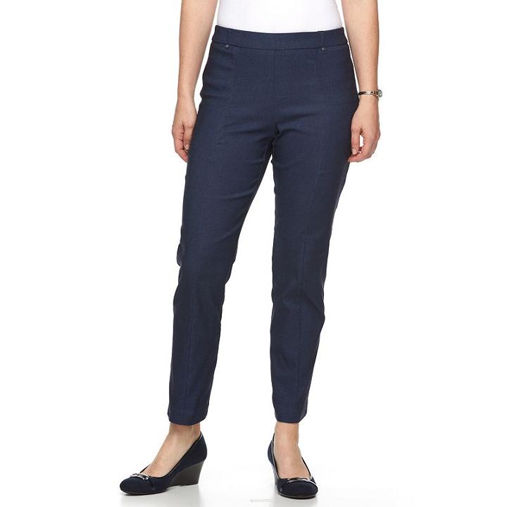 Petite Napa Valley Slimming Solution Straight-leg Dress Pants, Women's, Size: 16 Petite, Dark Blue