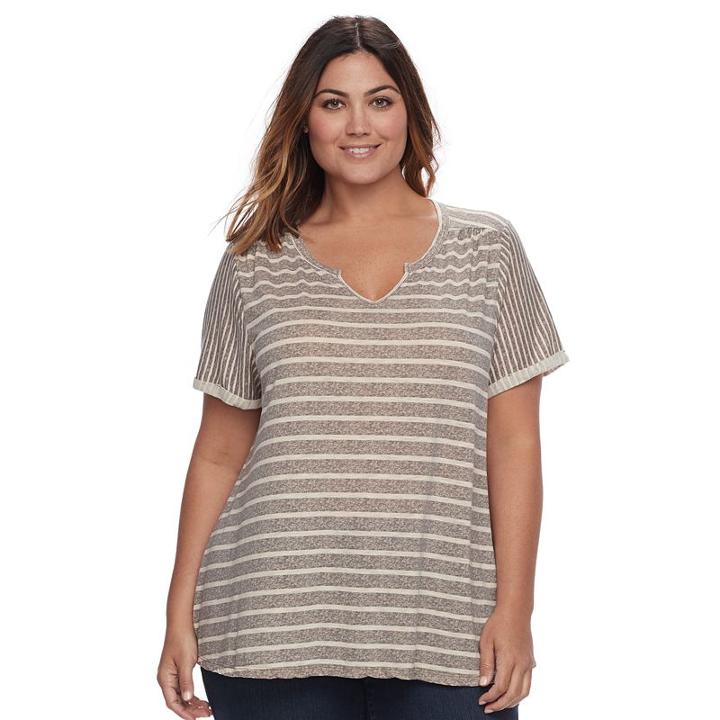 Plus Size Sonoma Goods For Life&trade; Splitneck Tee, Women's, Size: 3xl, Grey Other