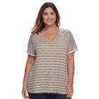 Plus Size Sonoma Goods For Life&trade; Splitneck Tee, Women's, Size: 3xl, Grey Other