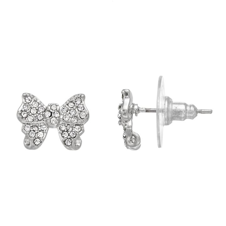 Lc Lauren Conrad Simulated Crystal Bow Nickel Free Stud Earrings, Women's, Silver