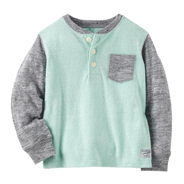 Boys 4-12 Oshkosh B'gosh&reg; Marled Pocket Henley, Size: 6, Turquoise/blue (turq/aqua)