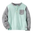 Boys 4-12 Oshkosh B'gosh&reg; Marled Pocket Henley, Size: 6, Turquoise/blue (turq/aqua)