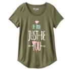 Girls 7-16 & Plus Size Mudd&reg; Raw Edge Scoopneck Shiny Graphic Tee, Girl's, Size: 12 1/2, Med Green