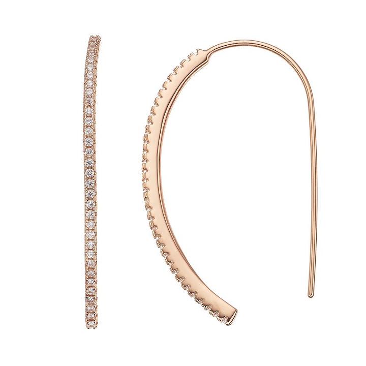 Fleur Cubic Zirconia Threader Earrings, Women's, Pink
