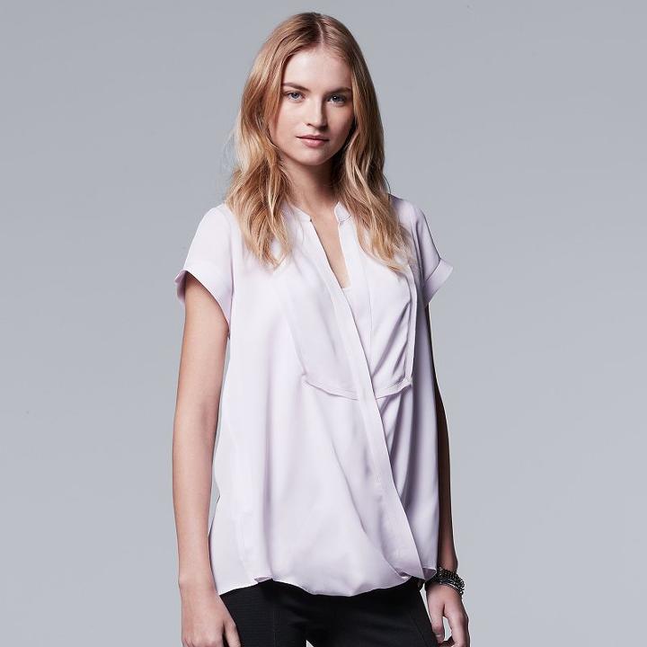 Women's Simply Vera Vera Wang Faux-wrap Top, Size: Large, Brt Purple