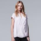 Women's Simply Vera Vera Wang Faux-wrap Top, Size: Large, Brt Purple