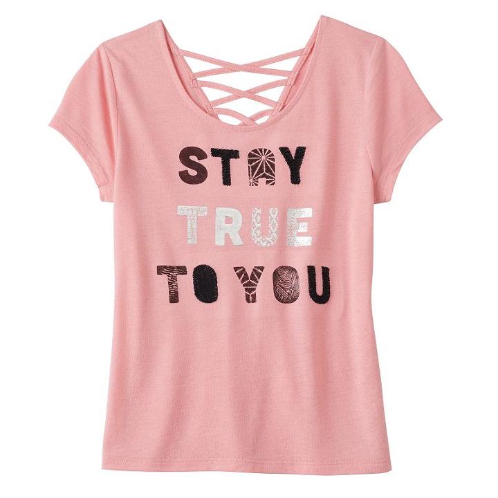 Girls 7-16 & Plus Size Mudd&reg; Criss-cross Lattice Back Tee, Girl's, Size: 10, Med Pink