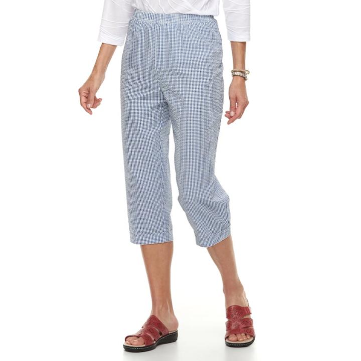Women's Cathy Daniels Gingham Pull-on Capris, Size: Xl, Brt Blue