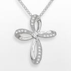 Silver-plated Cubic Zirconia Twist Cross Pendant, Women's, Size: 18, White