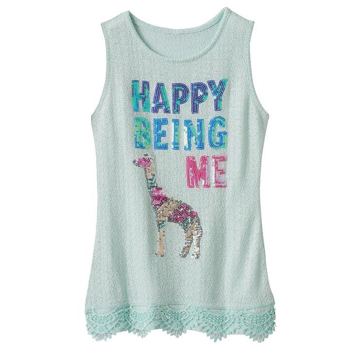 Girls 7-16 Miss Chievous Sequin Applique Lace Trim Knit Tank Top, Girl's, Size: Xl, Brt Blue