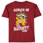 Boys 8-20 Super Mario Bros. Bowser Always On The Naughty List Tee, Size: Large, Med Red