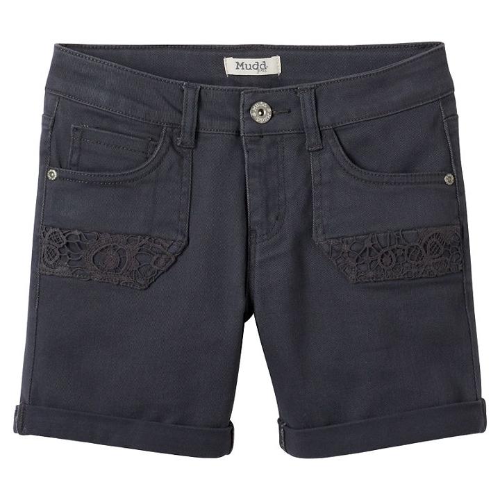 Girls Plus Size Mudd&reg; Crochet Pocket Shorts, Girl's, Size: 16 1/2, Grey (charcoal)