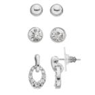 Napier Door Knocker Drop & Round Stud Earring Set, Women's, Silver