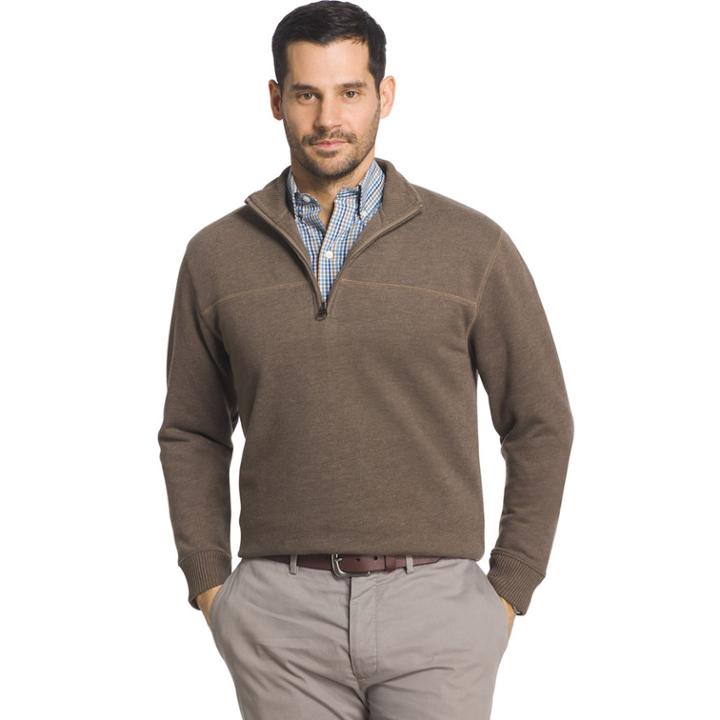 Men's Arrow Classic-fit Sueded Fleece Quarter-zip Pullover, Size: Xxl, Red/coppr (rust/coppr)