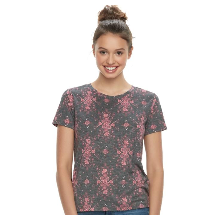 Juniors' Mudd&reg; Crewneck Short Sleeve Tee, Teens, Size: Xs, Oxford