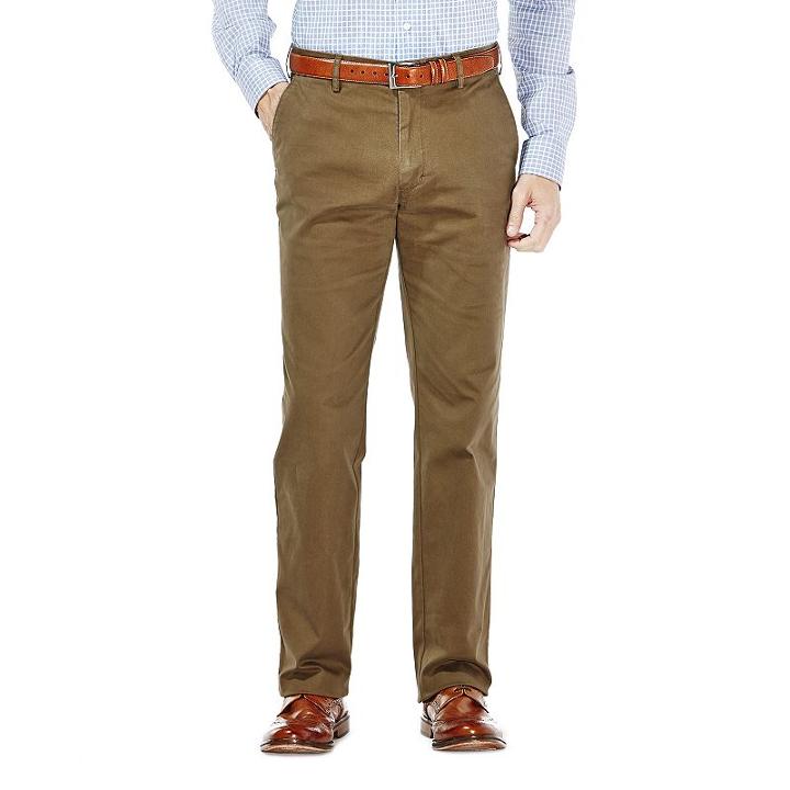 Men's Haggar&reg; Performance Cotton Slacks: Straight-fit Comfort Flex Waist Pants, Size: 38x30, Med Green