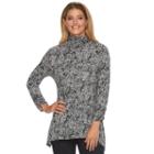 Women's Dana Buchman Shark-bite Mockneck Tee, Size: Xs, Med Grey