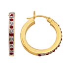 18k Gold-over-silver Ruby Hoop Earrings, Women's, Yellow