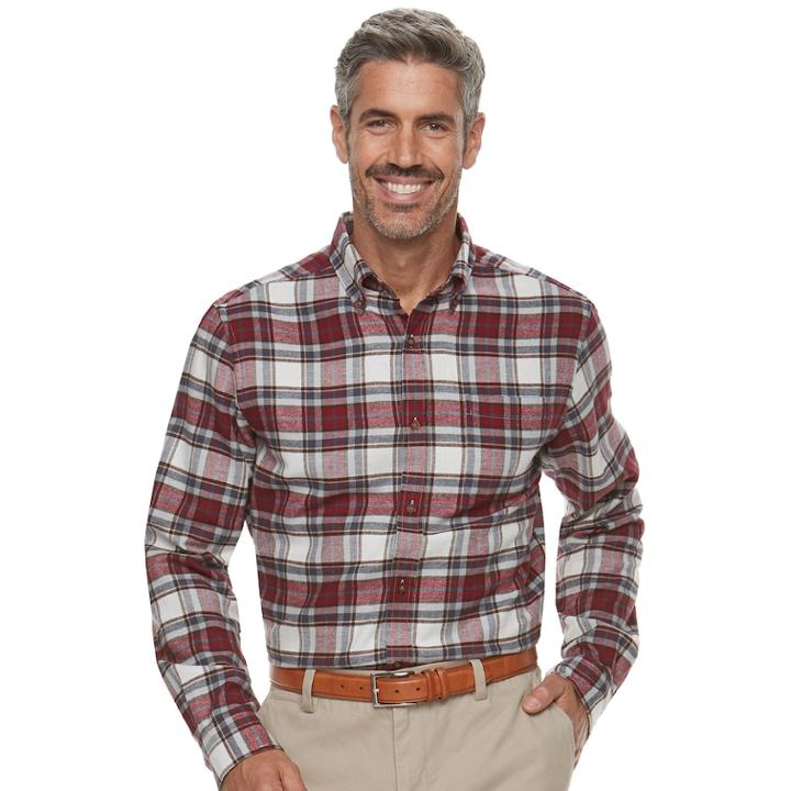 Men's Croft & Barrow&reg; Slim-fit Flannel Button-down Shirt, Size: Large, Light Grey