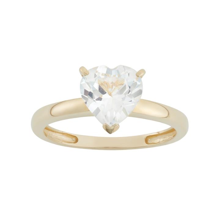 Lab-created White Sapphire 10k Gold Heart Ring, Women's, Size: 8