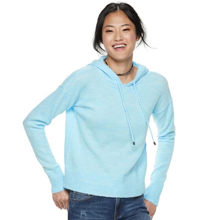 Juniors' So&reg; Drop Shoulder Sweater Hoodie, Teens, Size: Xl, Med Blue
