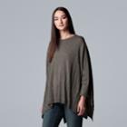 Women's Simply Vera Vera Wang Cable Knit Poncho Sweater, Size: S-m, Dark Grey