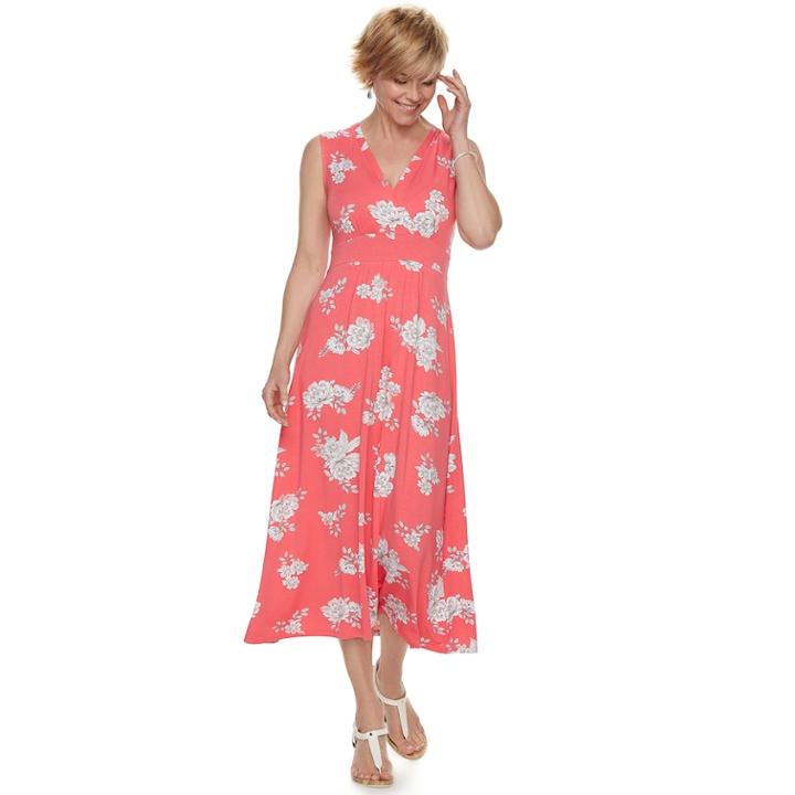Women's Croft & Barrow&reg; Print Surplice Midi Dress, Size: Small, Med Pink