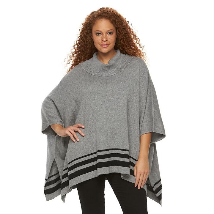 Plus Size Croft & Barrow® Cowlneck Poncho Sweater, Women's, Size: 2x/3x, Dark Grey