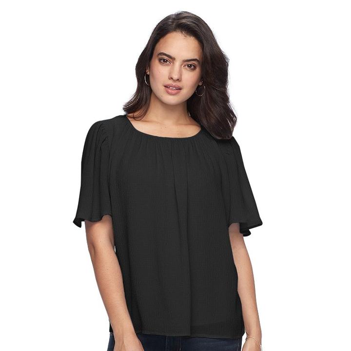 Women's Double Click Flutter Tee, Size: Large, Black