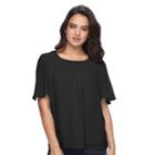 Women's Double Click Flutter Tee, Size: Large, Black