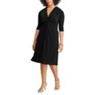 Plus Size Chaps Solid Knot-front Empire Dress, Women's, Size: 18 W, Black