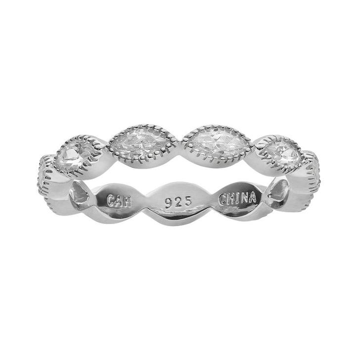 Sophie Miller Cubic Zirconia Sterling Silver Scalloped Ring, Women's, Size: 5, White