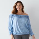 Plus Size Sonoma Goods For Life&trade; Crochet Off-the-shoulder Top, Women's, Size: 3xl, Med Blue
