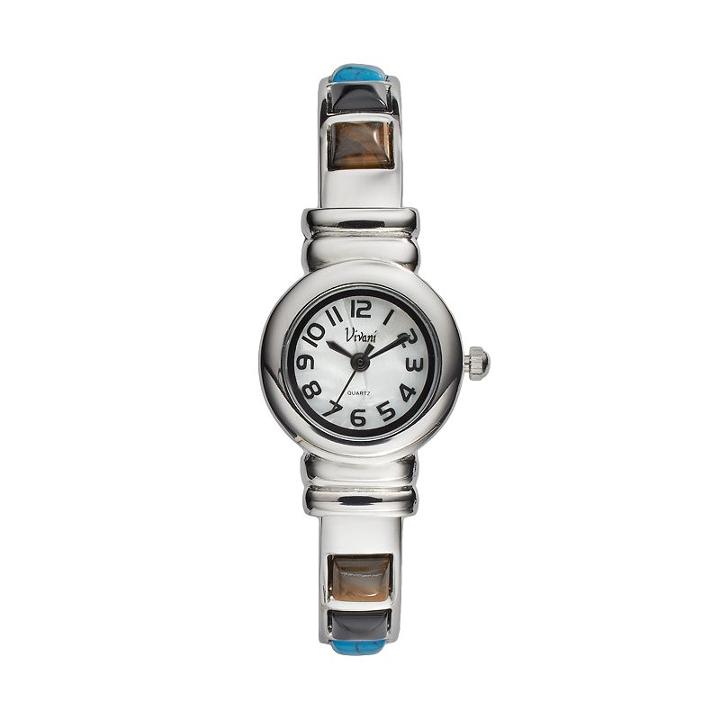 Vivani Women's Simulated Turquoise Bangle Watch, Grey